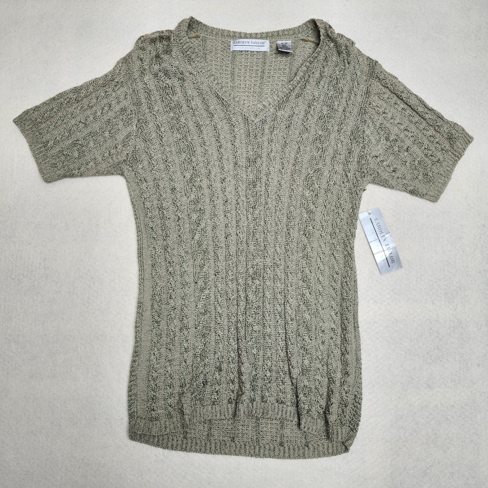 90s Nwt Silk Cable Knit Top M Green Earthy Fairy Grunge Indie Coquette Cozy